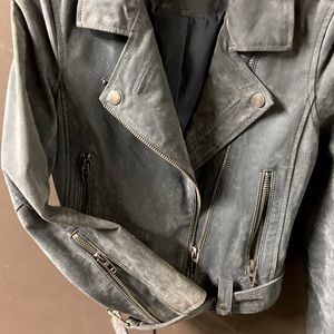 Blank NYC leather Blue biker jacket size S